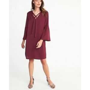 Trumpet-sleeve dress